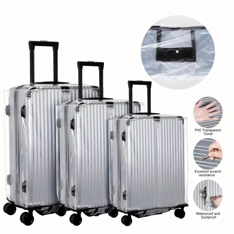 Luggage Protective Cover Transparent - Pelindung koper beroda PVC, penutup koper
