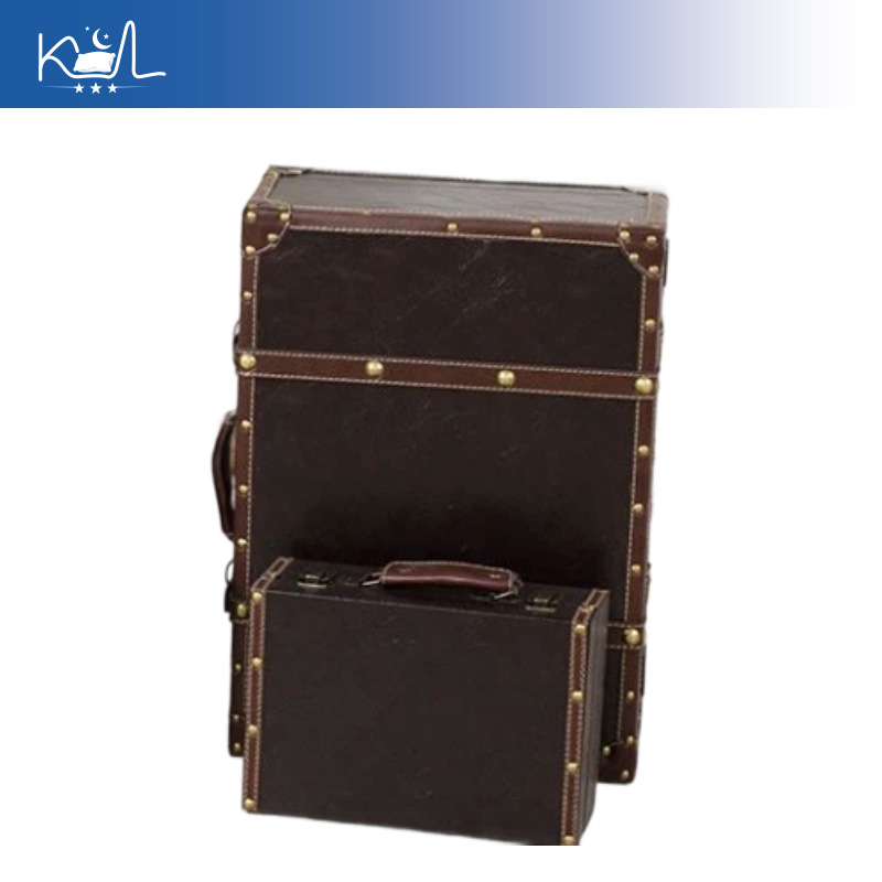 Retro Vintage Trunk Suitcase - Kotak Penyimpanan Koper Dekoratif Cokelat Vintage,
