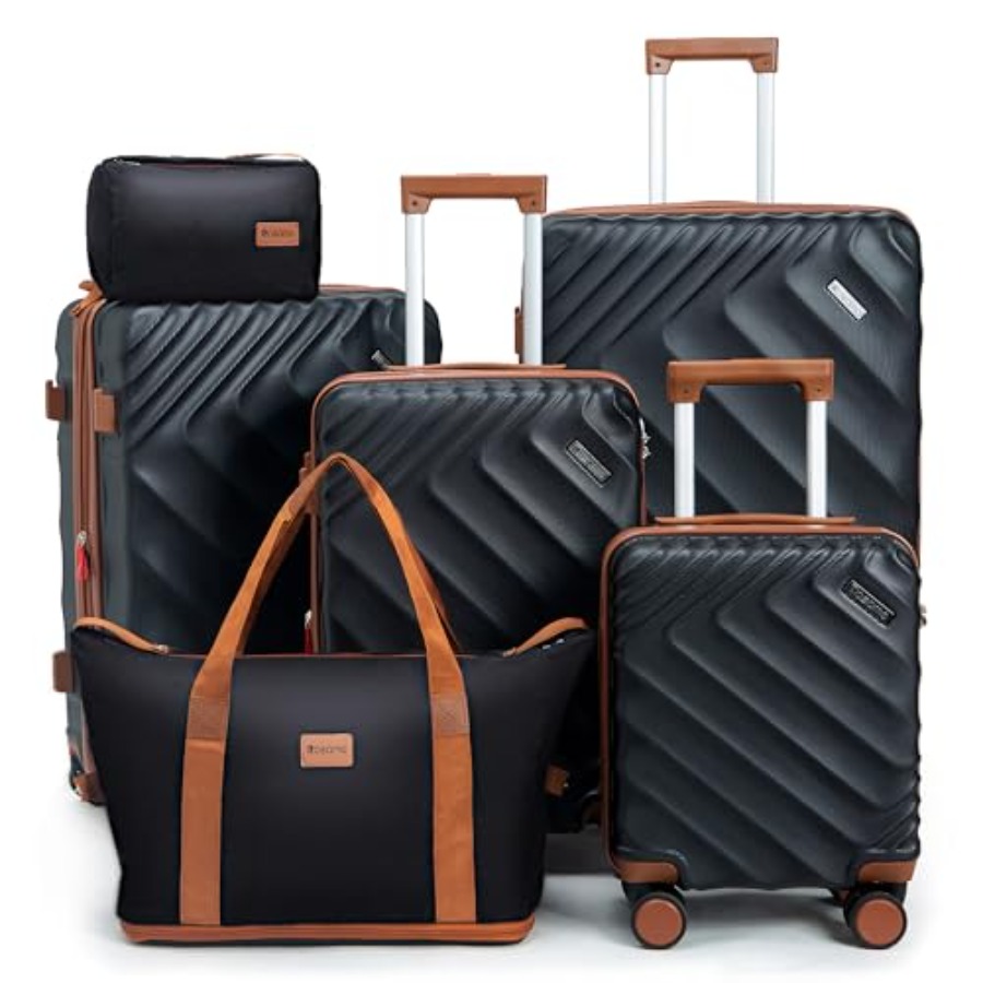 Expandable Hard Shell Luggage Set - Set Koper 6-Potong Berbahan Keras yang