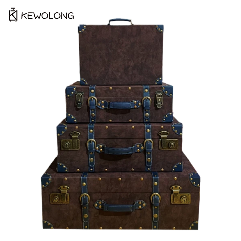 Retro Vintage Trunk Suitcase - Kotak Penyimpanan Koper Kulit Vintage, Peti