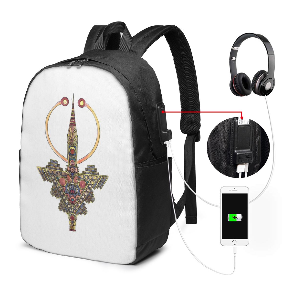 Travel Bags - Kabyle Jewelry Amazigh MoroccoBackpack Tas Notebook
