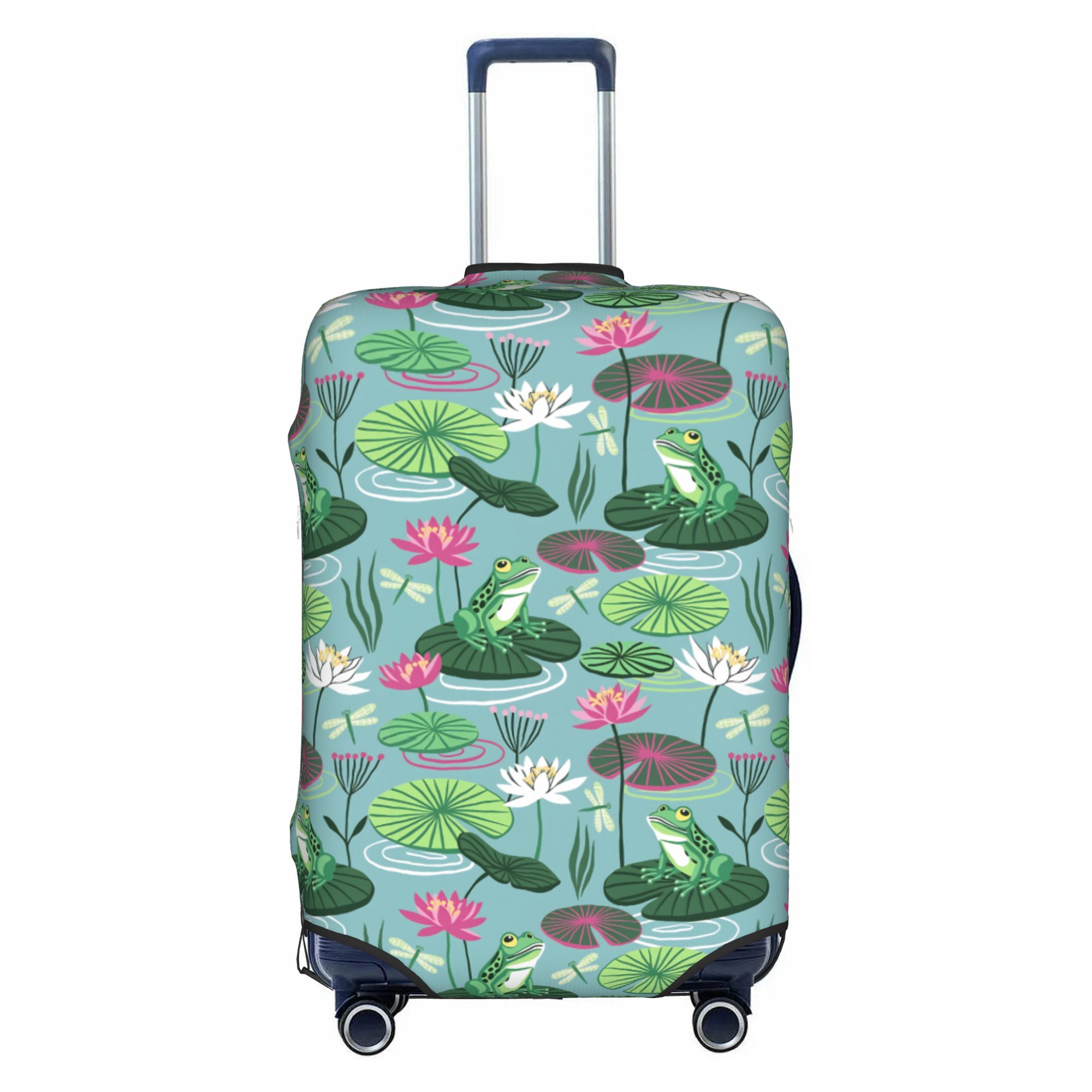 Waterproof Suitcase Cover Protector - Penutup Bagasi Perjalanan Katak dan Bunga