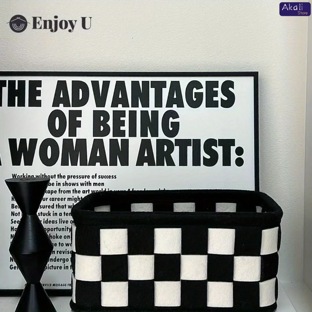 Cosmetic Bags - Keranjang Penyimpanan Kotak-kotak Hitam Putih 2026,