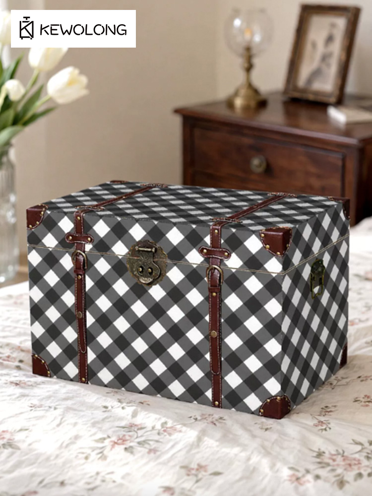 Kotak Penyimpanan Kayu Motif K - Retro Vintage Trunk Suitcase ulasan dan harga