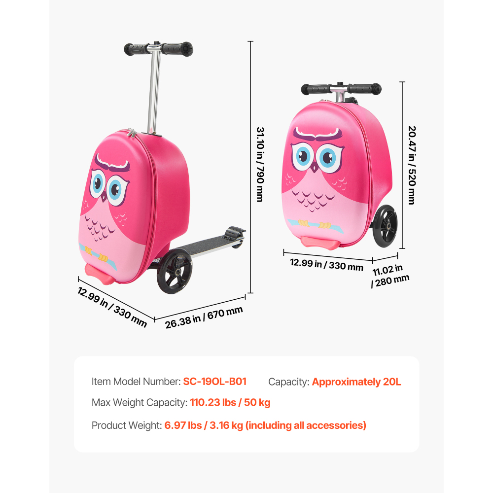 Tas Koper Skuter Anak 20 Inch, - Kids Ride On Suitcase Scooter ulasan dan harga