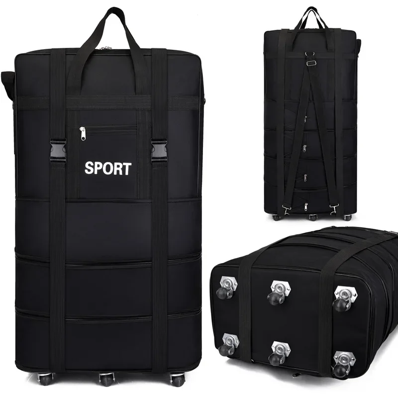 Tas kotak-kotak maskapai Plus  - Foldable Rolling Luggage Bag ulasan dan harga